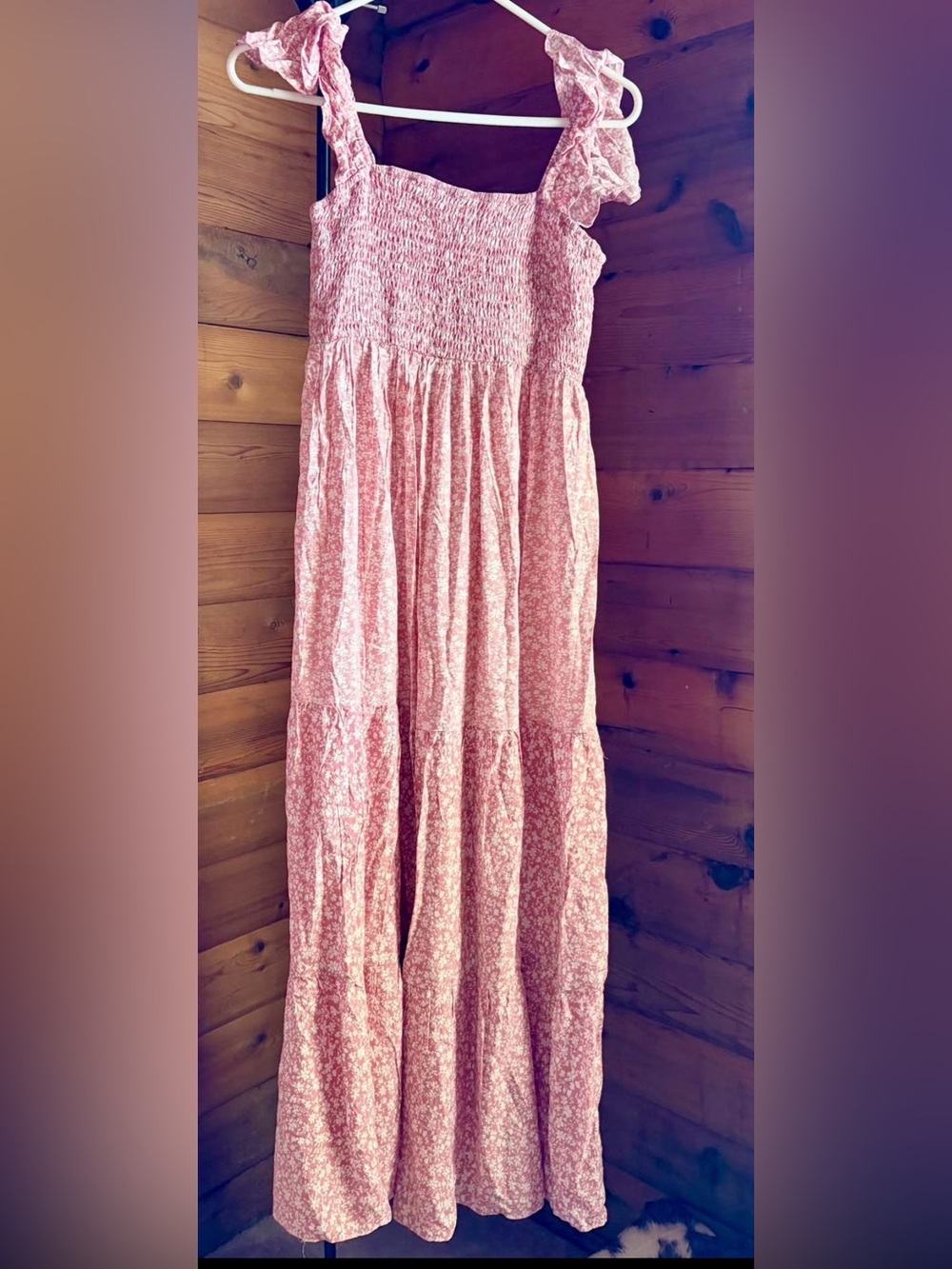 Pink Floral Tiered Maxi Skirt